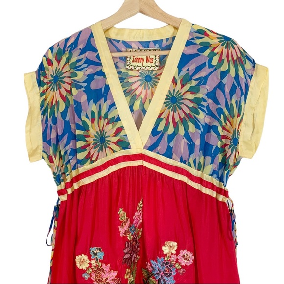Johnny Was Embroidered Silk Dress Size XS Floral Print - Picture 3 of 9